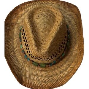 Chic Brown Straw Hat with Beaded Detail